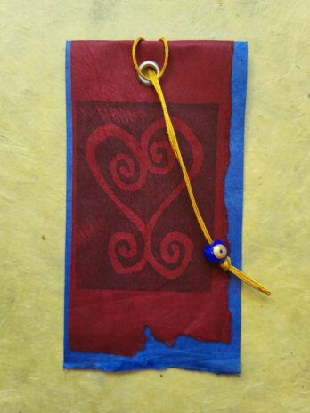 Marque-page en papier népalais bordeau/bleu